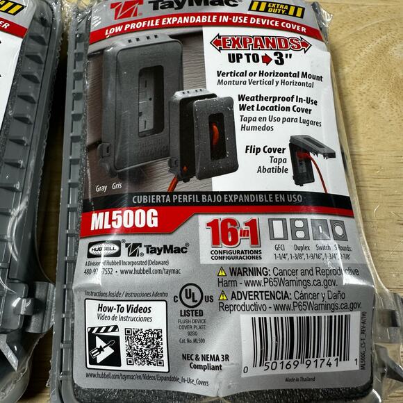 TayMac ML500G Extra Duty Low Profile Expandable Gray New Sealed Set of 2 NEW - Picture 5 of 5